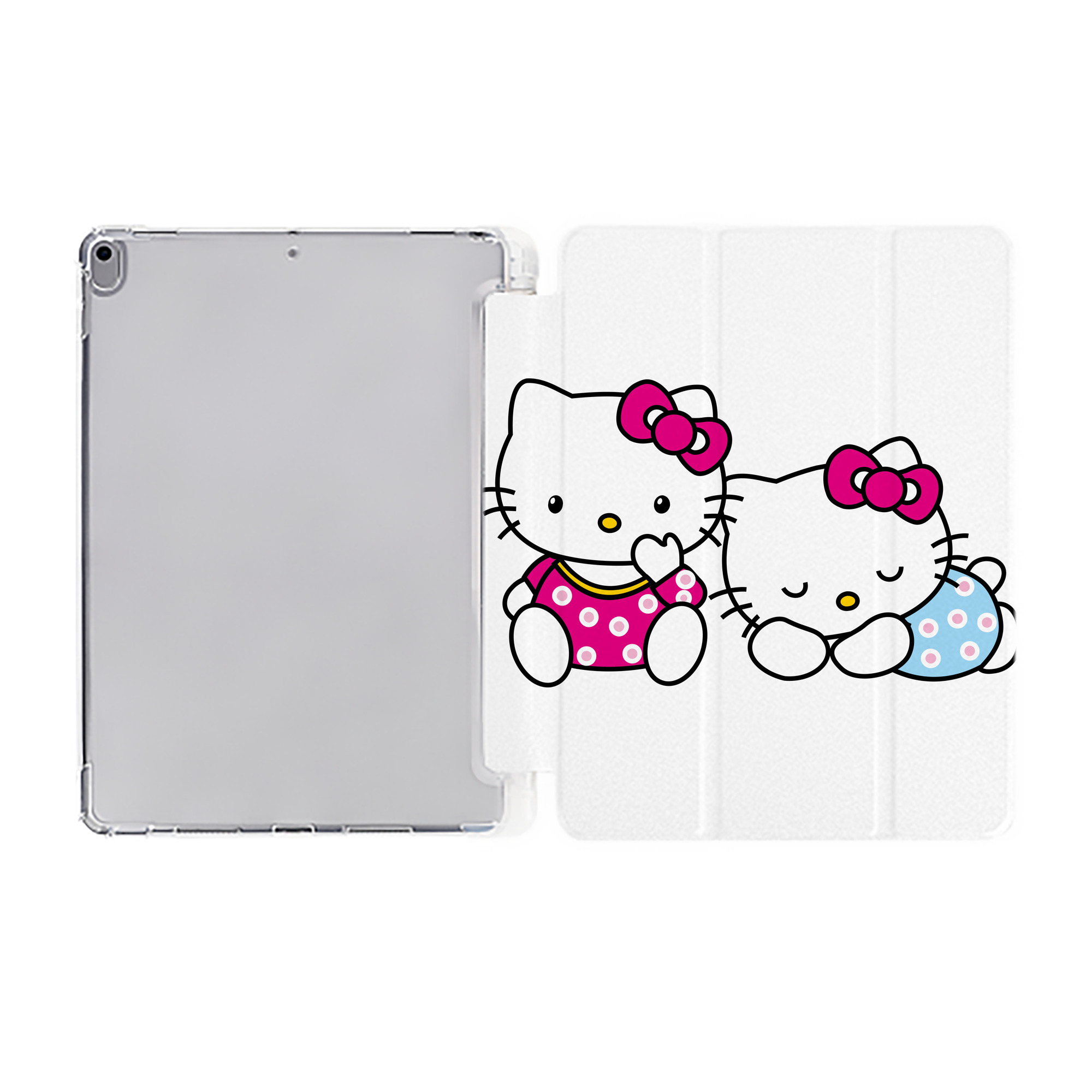 （画像用） Hello Kitty ハローキティ IPad ケース ペン収納付き 三つ折りスタンド PUレザー×シリコン 対応機種9.5/10.5/10.9インチ